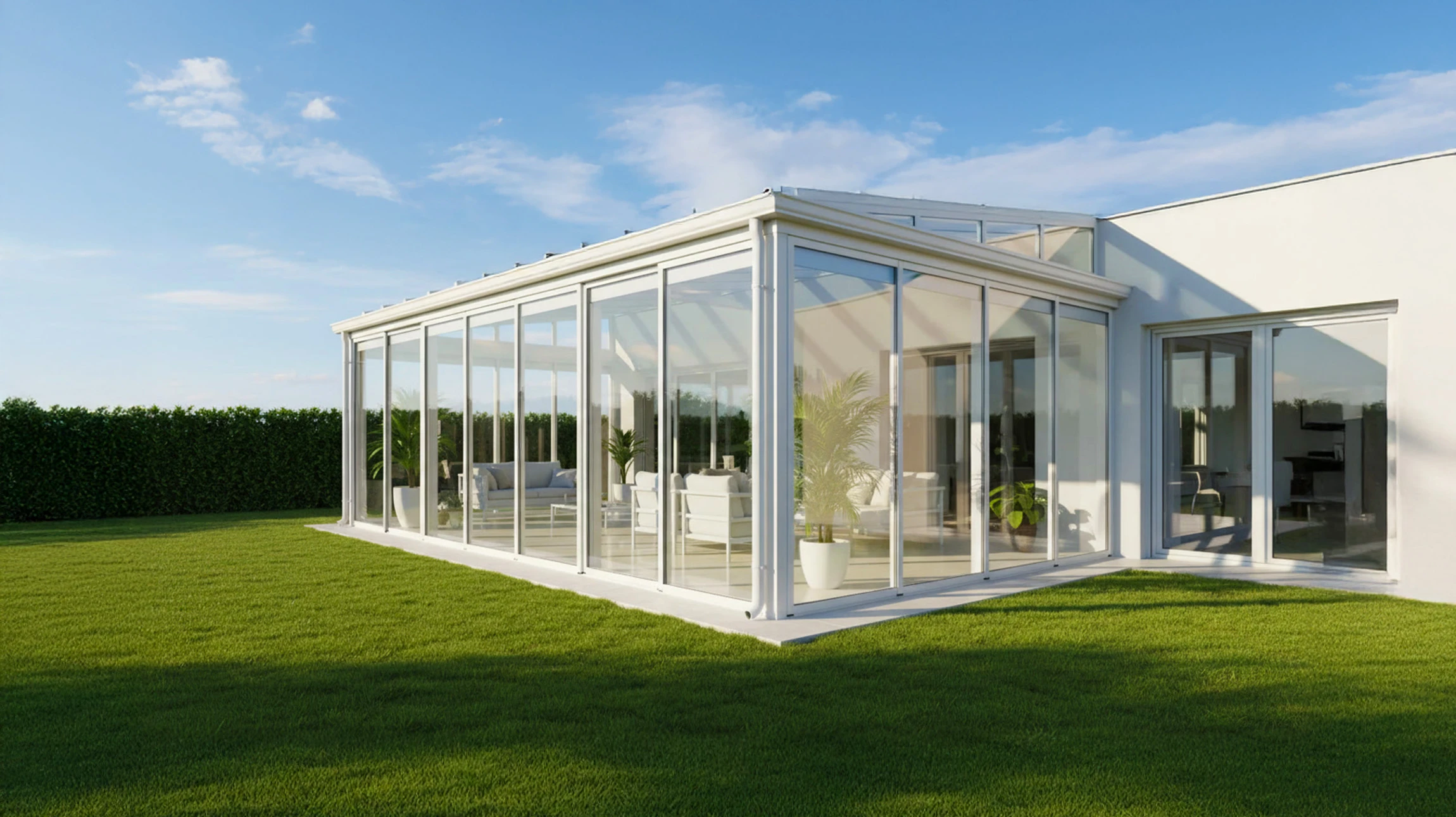 Architecture, grande véranda d'une maison moderne, extérieur